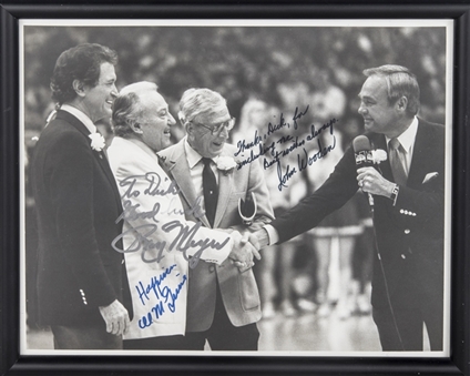 John Wooden, Ray Meyer & Al McGuire Multi Signed Photo From Dick Enberg Collection (Letter of Provenance & Beckett PreCert)